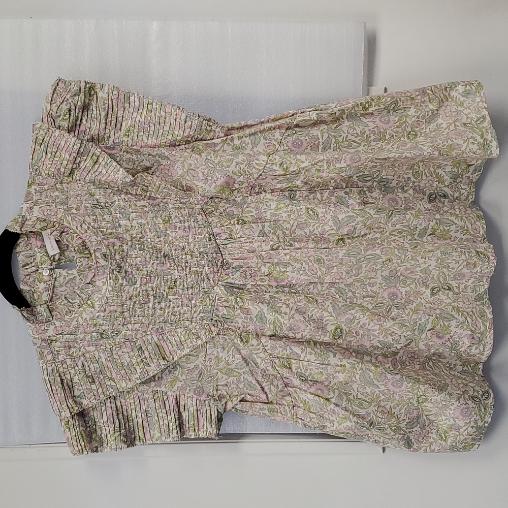 NWT House of Harlow Floral Ruffle Pleated Blouse M